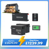 7.68Kwh Off-Grid Power System | 3000W Inverter, 300Ah Lithium Battery x2