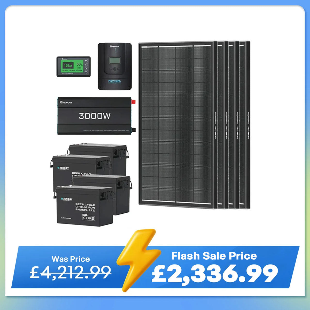 15.36kWh Off-Grid Power Kit | 3000W Inverter, 300Ah Batteies