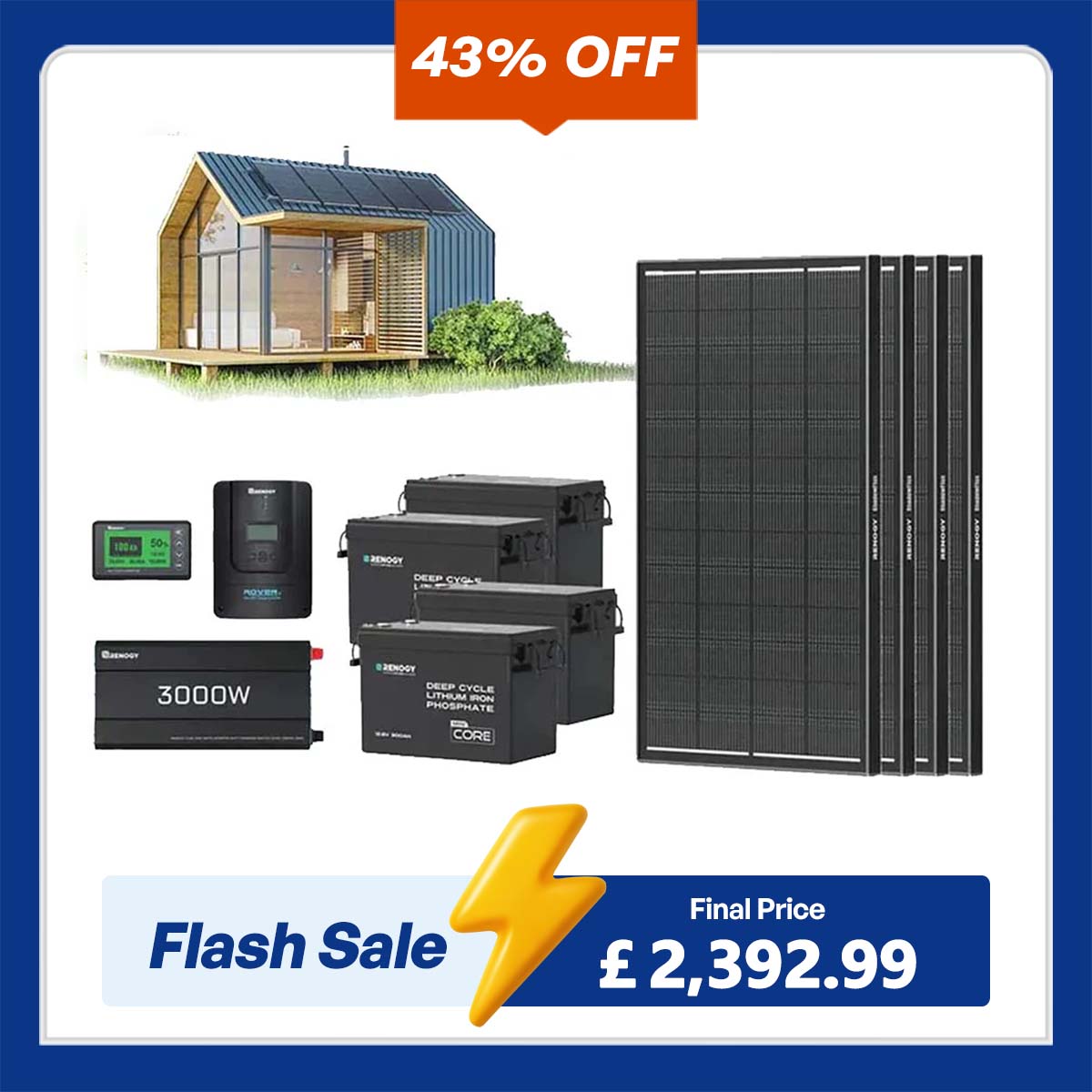 15.36kWh Off-Grid Power Kit | 3000W Inverter, 60A MPPT