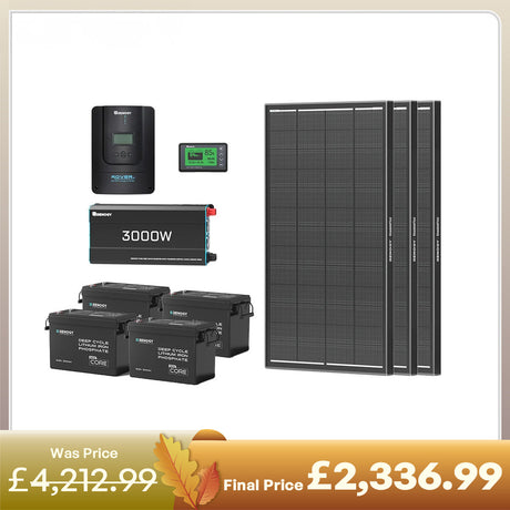 15.36kWh Off-Grid Power Kit | 3000W Inverter, 300Ah Batteies
