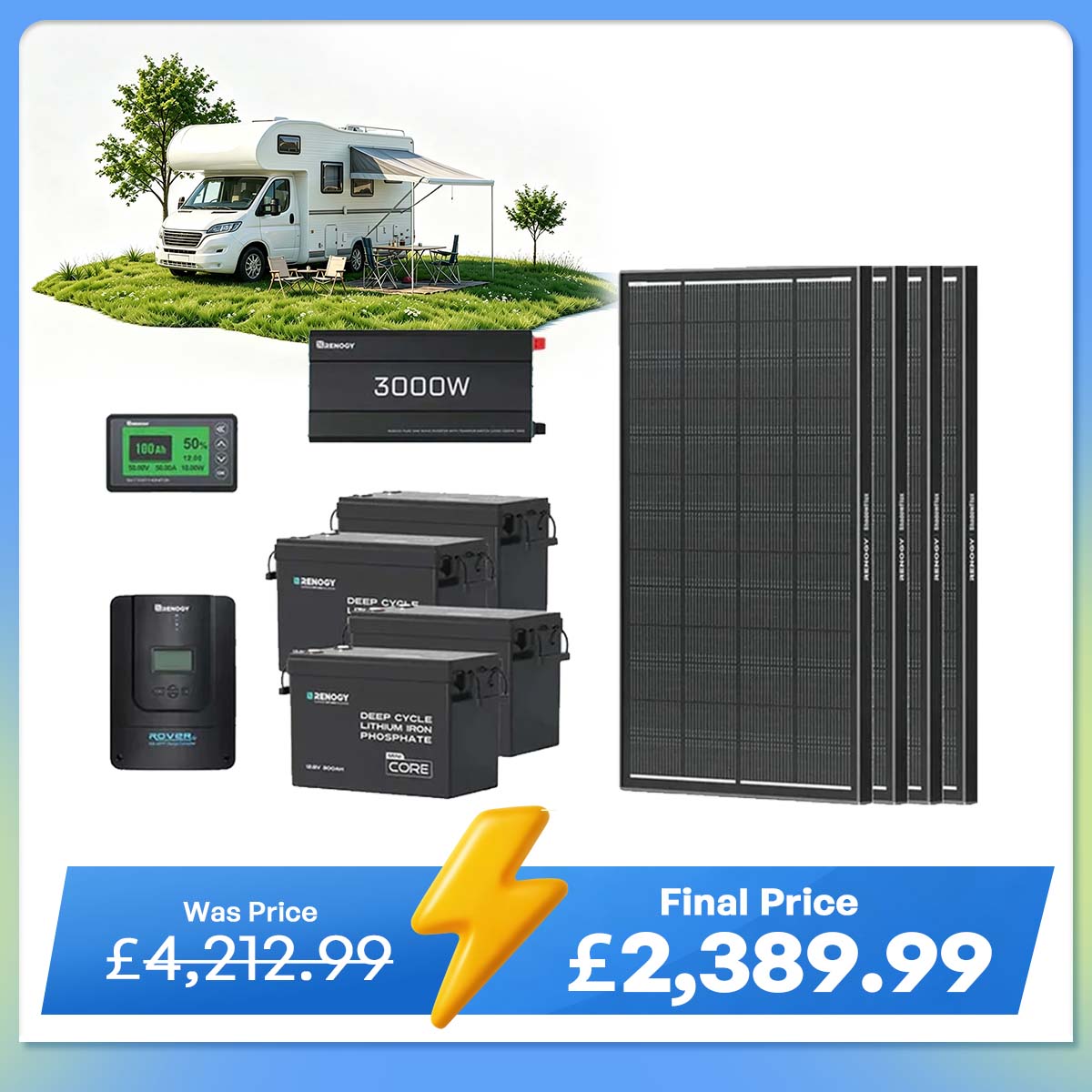 15.36kWh Off-Grid Power Kit | 3000W Inverter, 300Ah Batteies