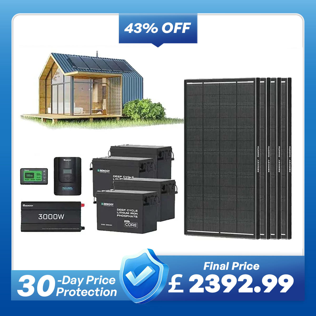 15.36kWh Off-Grid Power Kit | 3000W Inverter, 60A MPPT