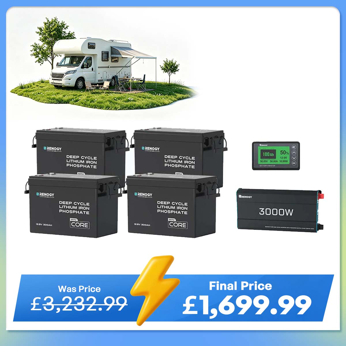 15.36kWh Off-Grid Power Kit | 3000W Inverter, 300Ah Batteies
