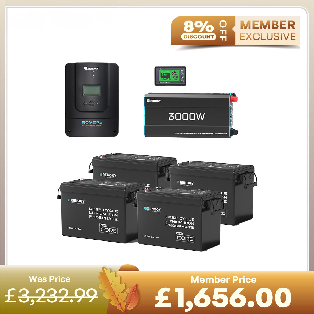 15.36kWh Off-Grid Power Kit | 3000W Inverter, 300Ah Batteies