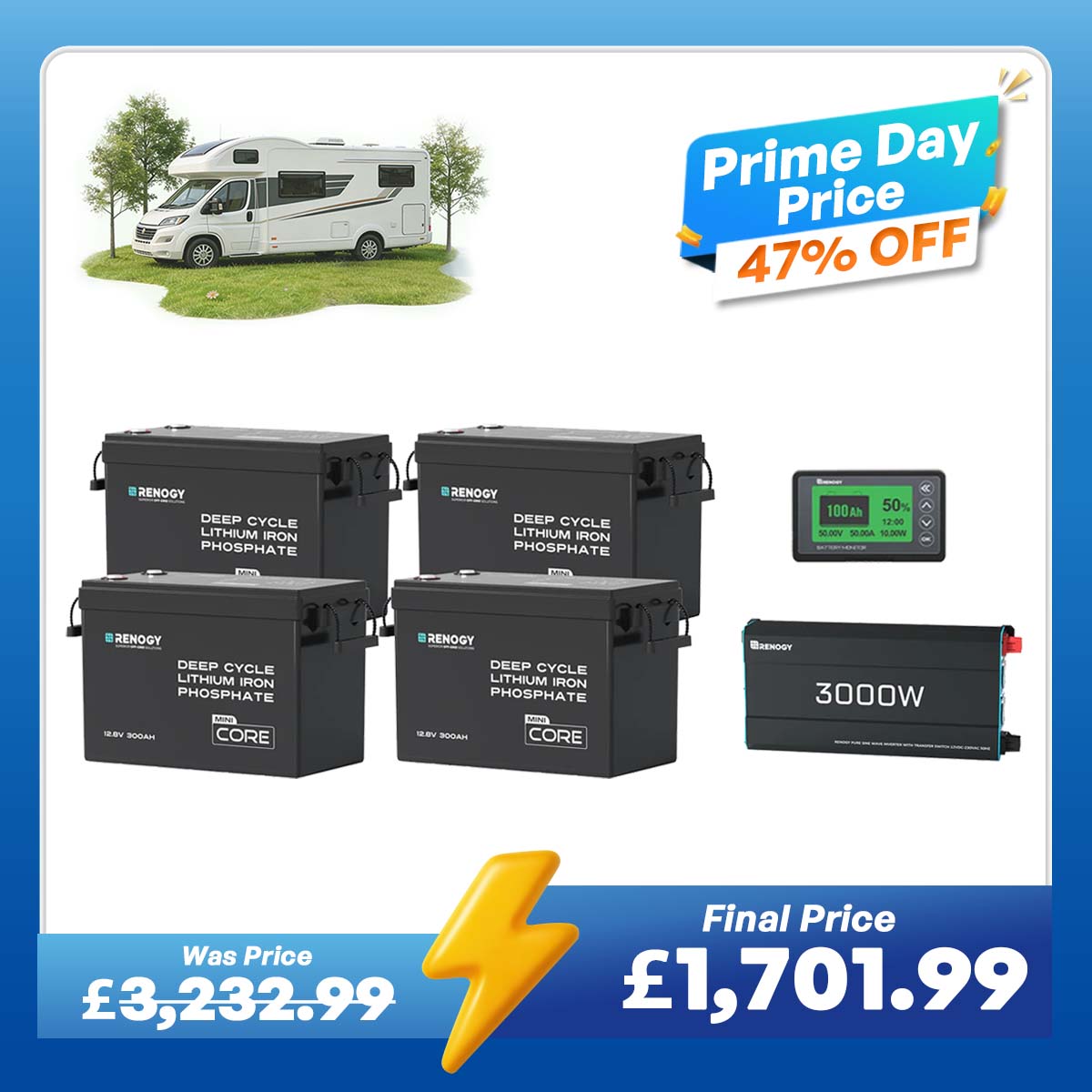 15.36kWh Off-Grid Power Kit | 3000W Inverter, 60A MPPT