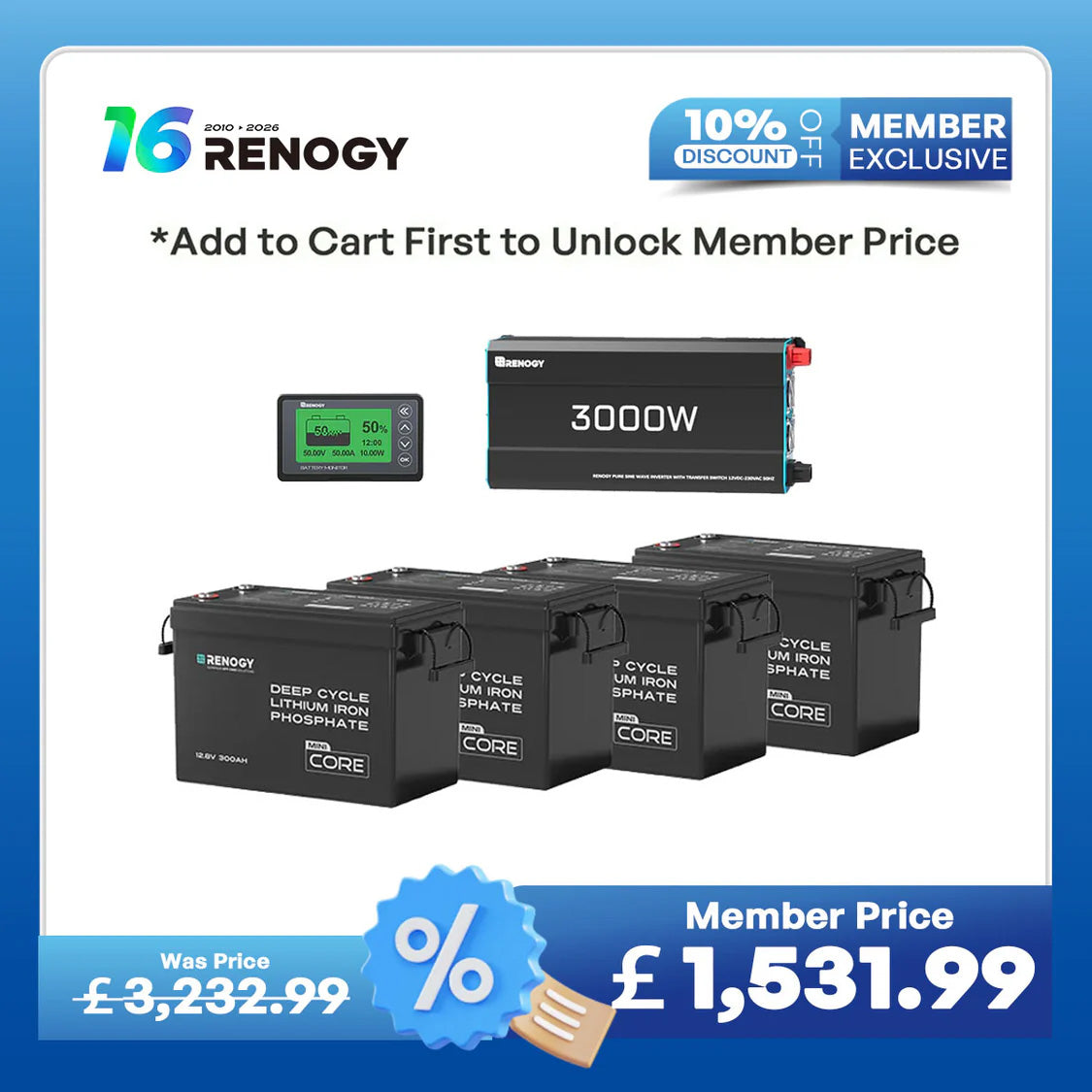 15.36kWh Off-Grid Power Kit | 3000W Inverter, 60A MPPT