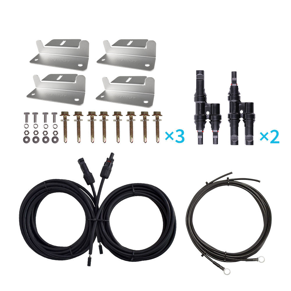 Wiring Mounting Kit Three Solar Panels Setup