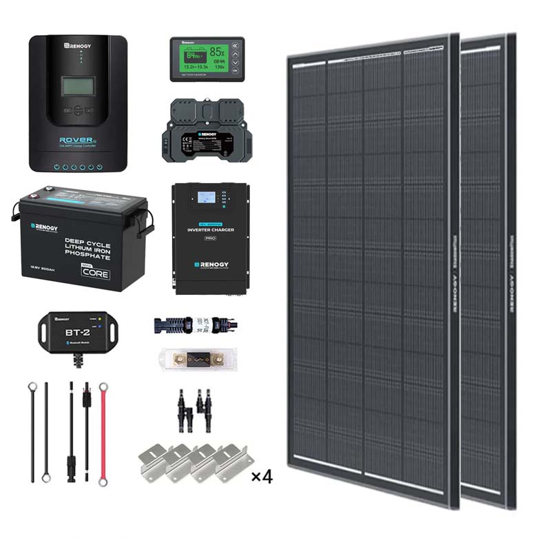 2kWh 400W 12V Solar Panel System w/Solar Panel, Battery, Inverter and Charge Controller