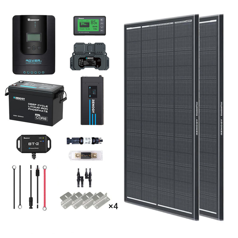 Renogy 400W Off-Grid Power Kit ¨C Anti-Shading Solar, 200Ah Lifepo4, 2000W Inverter Charger