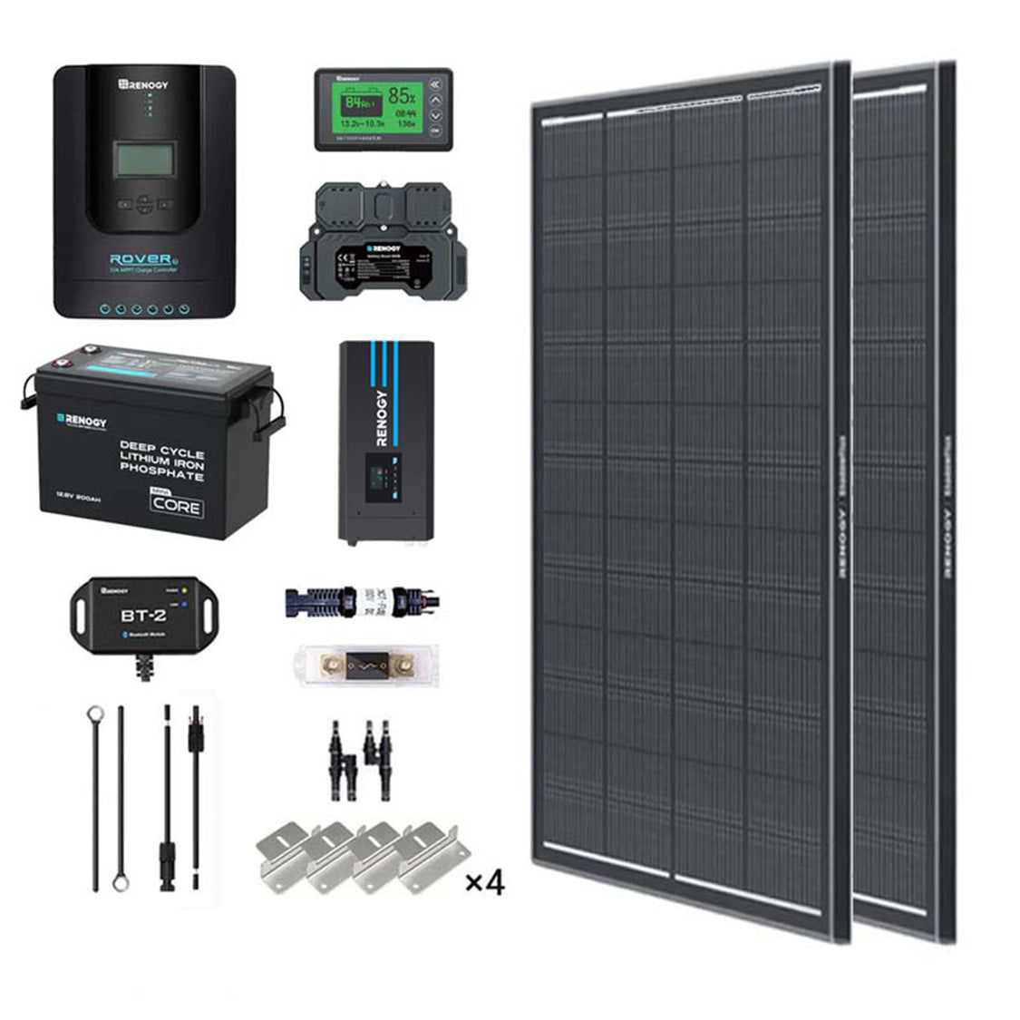2kWh 400W 12V Solar Panel System w/Solar Panel, Battery, Inverter and Charge Controller