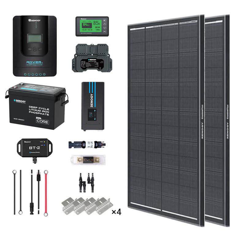 2kWh 400W 12V Solar Panel System w/Solar Panel, Battery, Inverter and Charge Controller