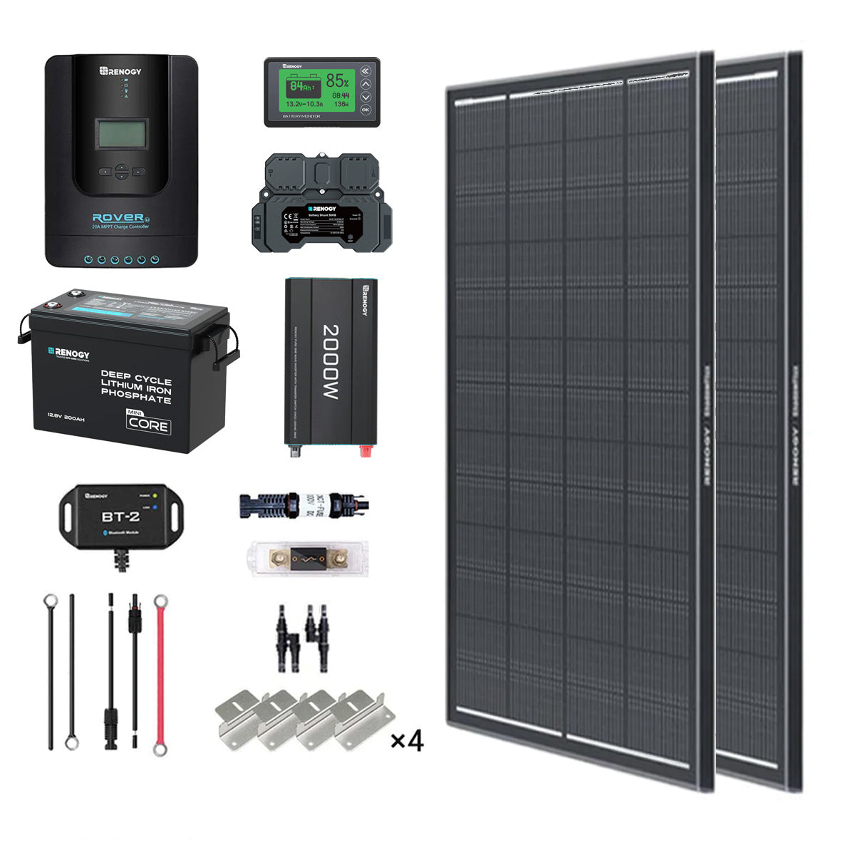 2kWh 400W 12V Solar Panel System w/Solar Panel, Battery, Inverter and Charge Controller