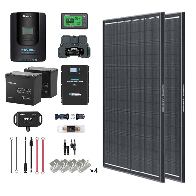 2kWh 400W 12V Solar Panel System w/Solar Panel, Battery, Inverter and Charge Controller