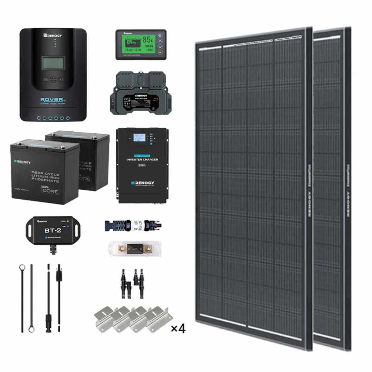 2kWh 400W 12V Solar Panel System w/Solar Panel, Battery, Inverter and Charge Controller