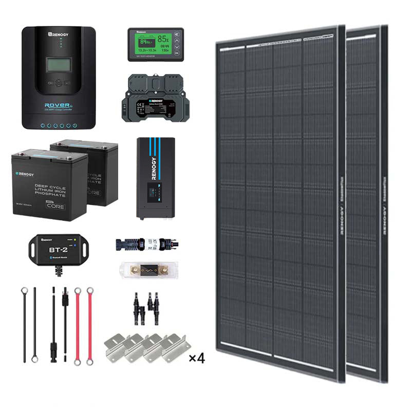 2kWh 400W 12V Solar Panel System w/Solar Panel, Battery, Inverter and Charge Controller