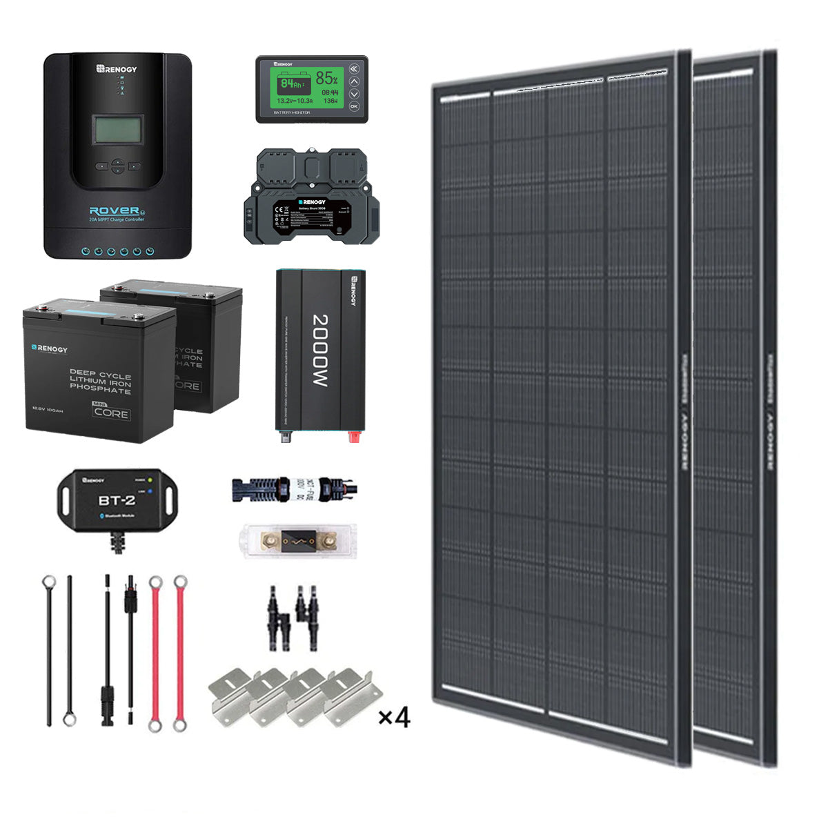 2Kwh 400W 12V Solar Panel System w/Solar Panel, Battery, Inverter and Charge Controller