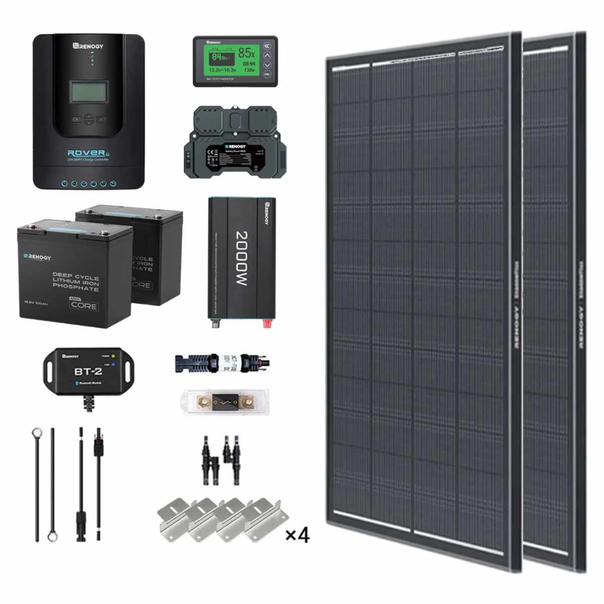 2kWh 400W 12V Solar Panel System w/Solar Panel, Battery, Inverter and Charge Controller