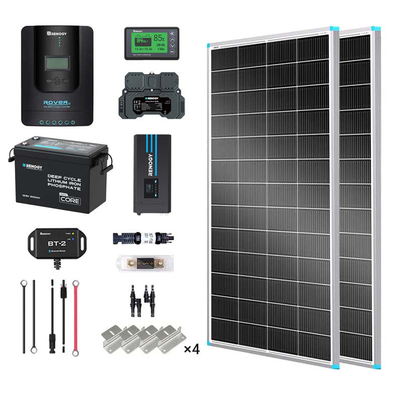 2kWh 400W 12V Solar Panel System w/Solar Panel, Battery, Inverter and Charge Controller