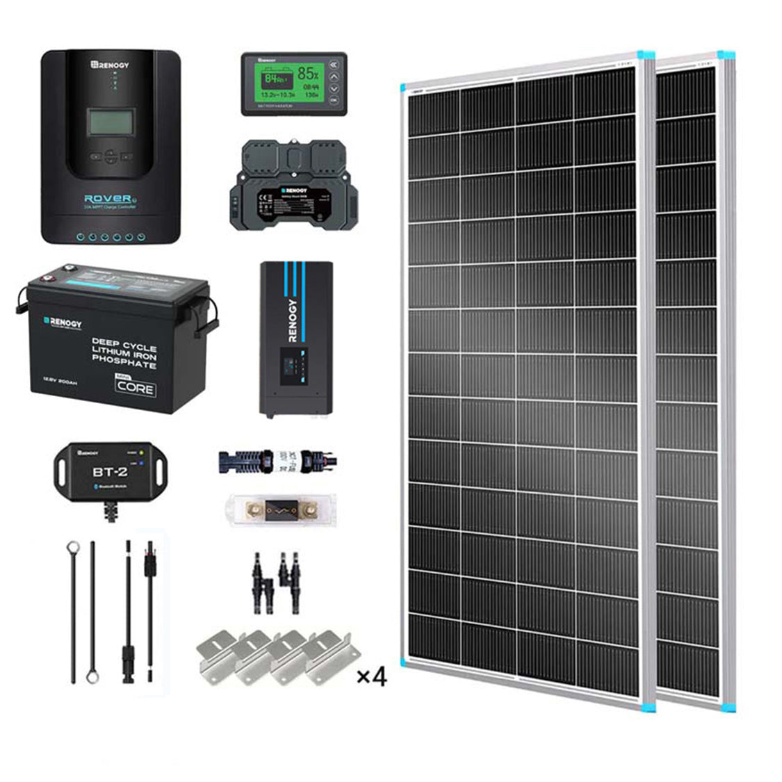 2kWh 400W 12V Solar Panel System w/Solar Panel, Battery, Inverter and Charge Controller