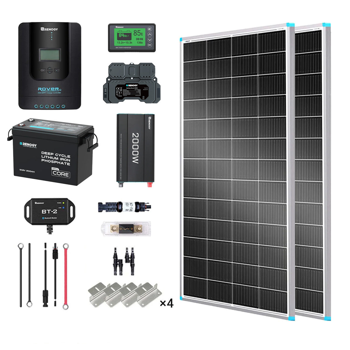 2kWh 400W 12V Solar Panel System with Solar Panel, Battery, Inverter and Charge Controller