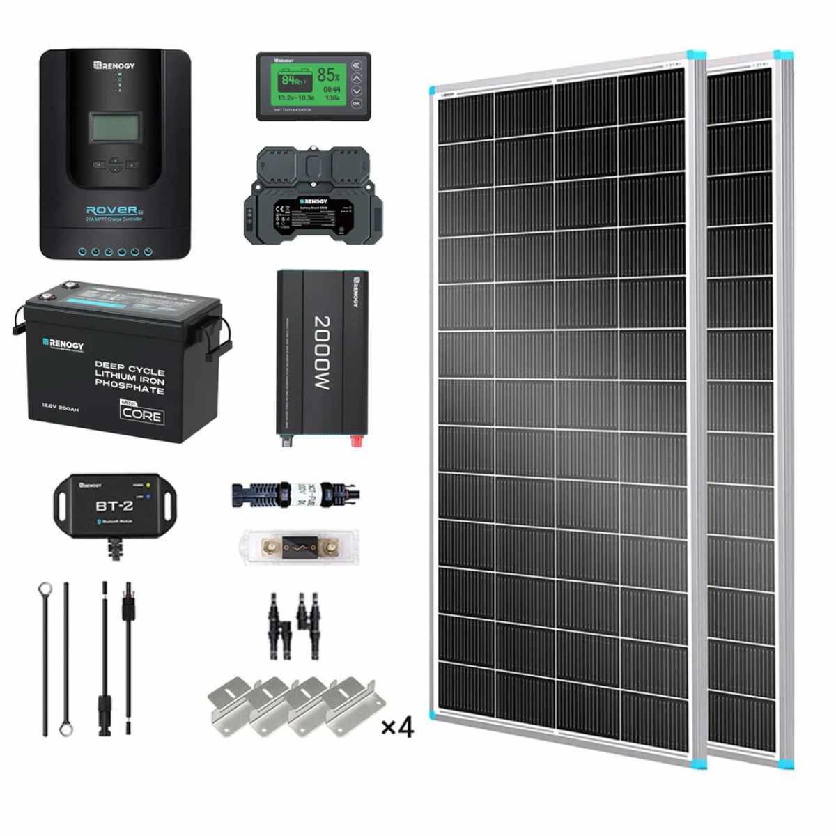 2kWh 400W 12V Solar Panel System w Solar Panel Battery Inverter Charge Controller