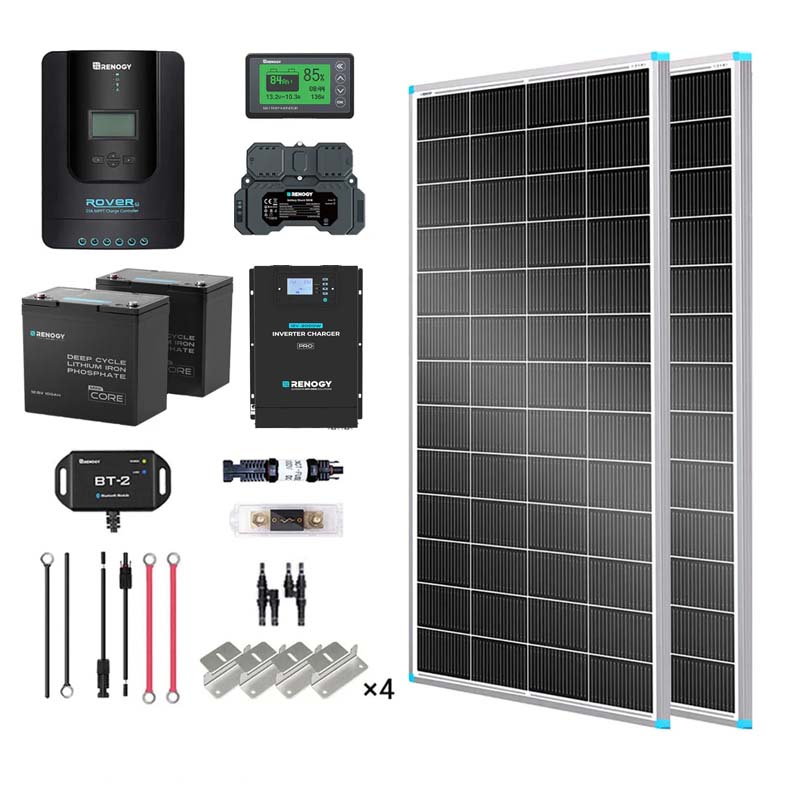 2kWh 400W 12V Solar Panel System w/Solar Panel, Battery, Inverter and Charge Controller