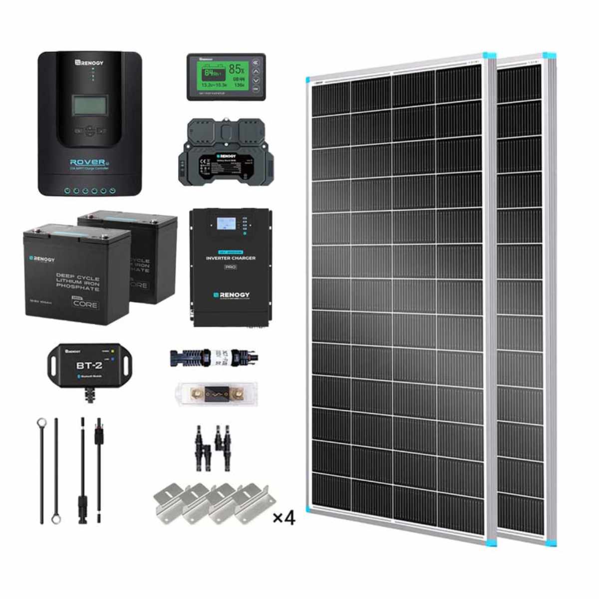 2kWh 400W 12V Solar Panel System w/Solar Panel, Battery, Inverter and Charge Controller