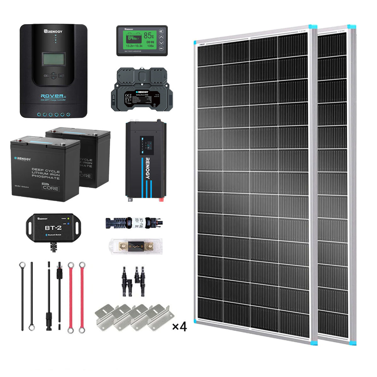 2Kwh 400W 12V Solar Panel System w/Solar Panel, Battery, Inverter and Charge Controller