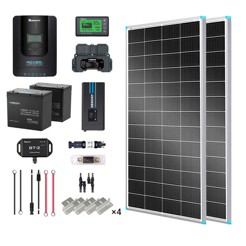 2kWh 400W 12V Solar Panel System w/Solar Panel, Battery, Inverter and Charge Controller