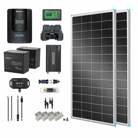 2kWh 400W 12V Solar Panel System w/Solar Panel, Battery, Inverter and Charge Controller
