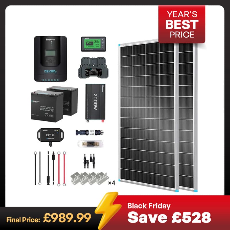 2kWh 400W 12V Solar Panel System w/Solar Panel, Battery, Inverter and Charge Controller