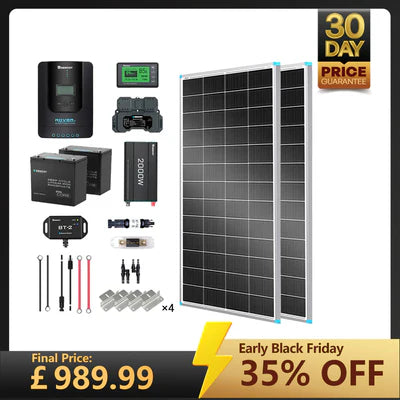 2kWh 400W 12V Solar Panel System w/Solar Panel, Battery, Inverter and Charge Controller