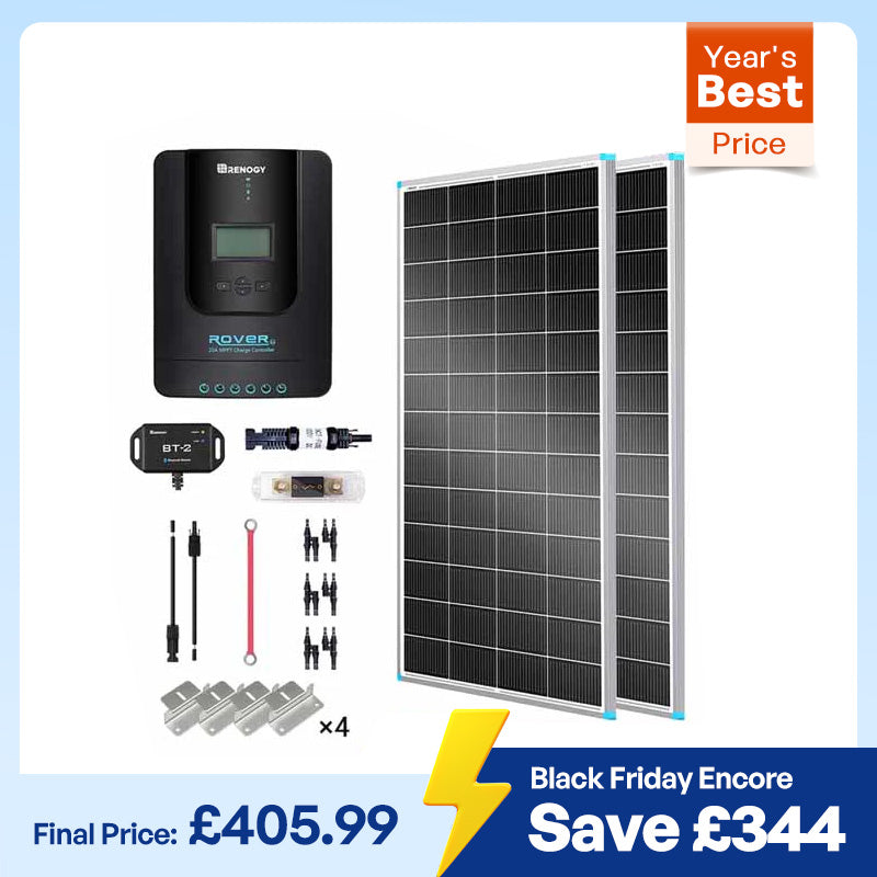 400W 12V/24V Monocrystalline Solar Premium Kit w/Rover 40A Charger Controller