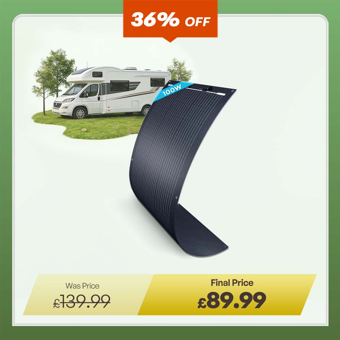 100W Lightweight Monocrystalline Solar Panel