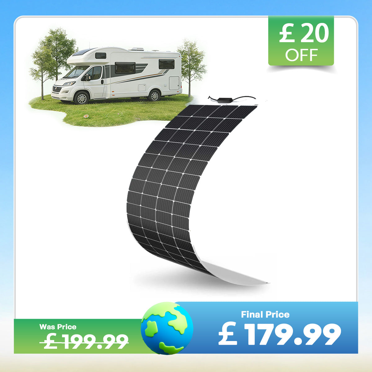 200 Watt 12 Volt Flexible Monocrystalline Solar Panel