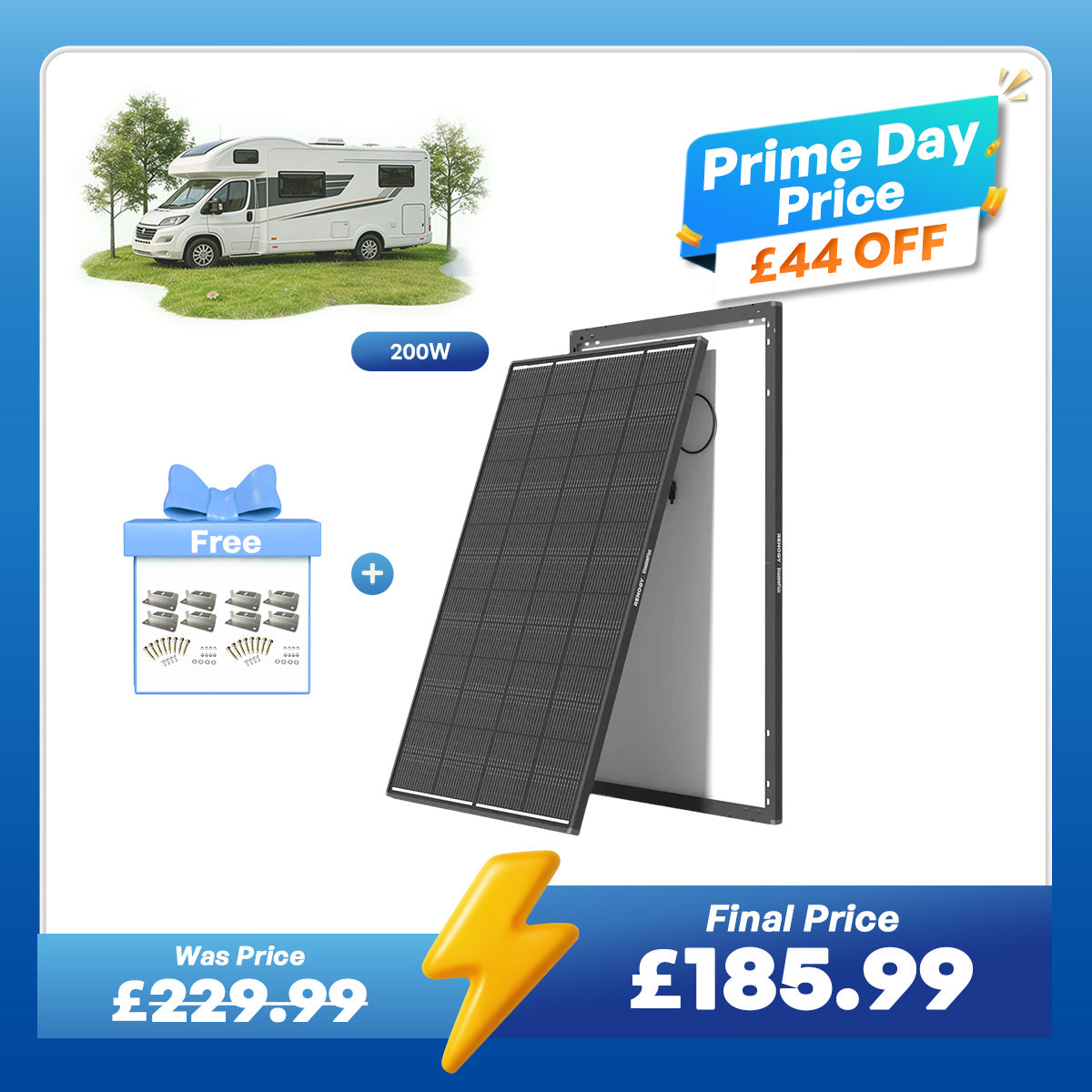 ShadowFlux 12V 200W Anti-Shading Solar Panel