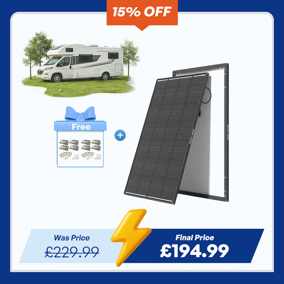 ShadowFlux 12V 200W Anti-Shading Solar Panel