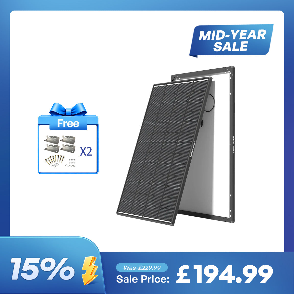 ShadowFlux 12V 200W Anti-Shading Solar Panel