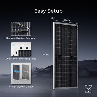 Open Box - Renogy 16BB N-Type 250 Watt Solar Panel