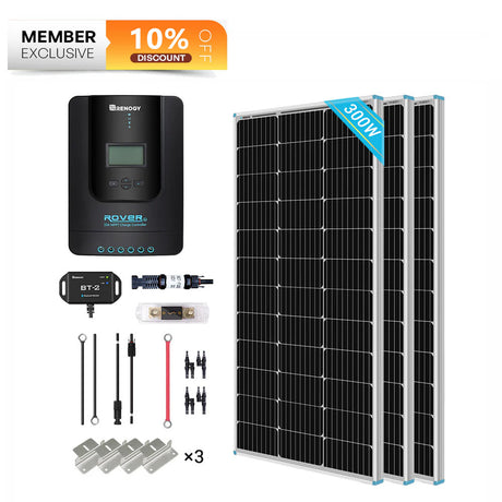 300W/360W 12V/24V Monocrystalline Solar Premium Kit w/Rover 40A Charger Controller