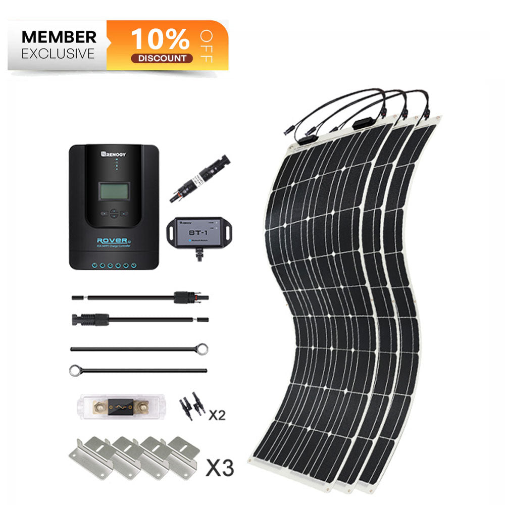 300W/360W 12V/24V Monocrystalline Solar Premium Kit w/Rover 40A Charger Controller