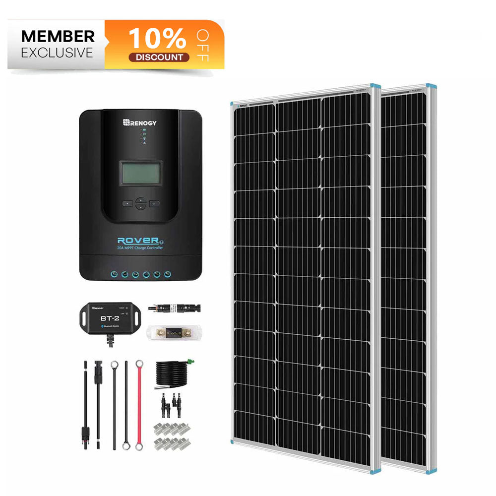 200W 12V/24V Monocrystalline Solar Premium Kit w/Rover 20A Charger Controller