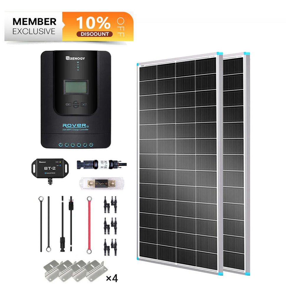 400W 12V/24V Monocrystalline Solar Premium Kit w/Rover 40A Charger Controller