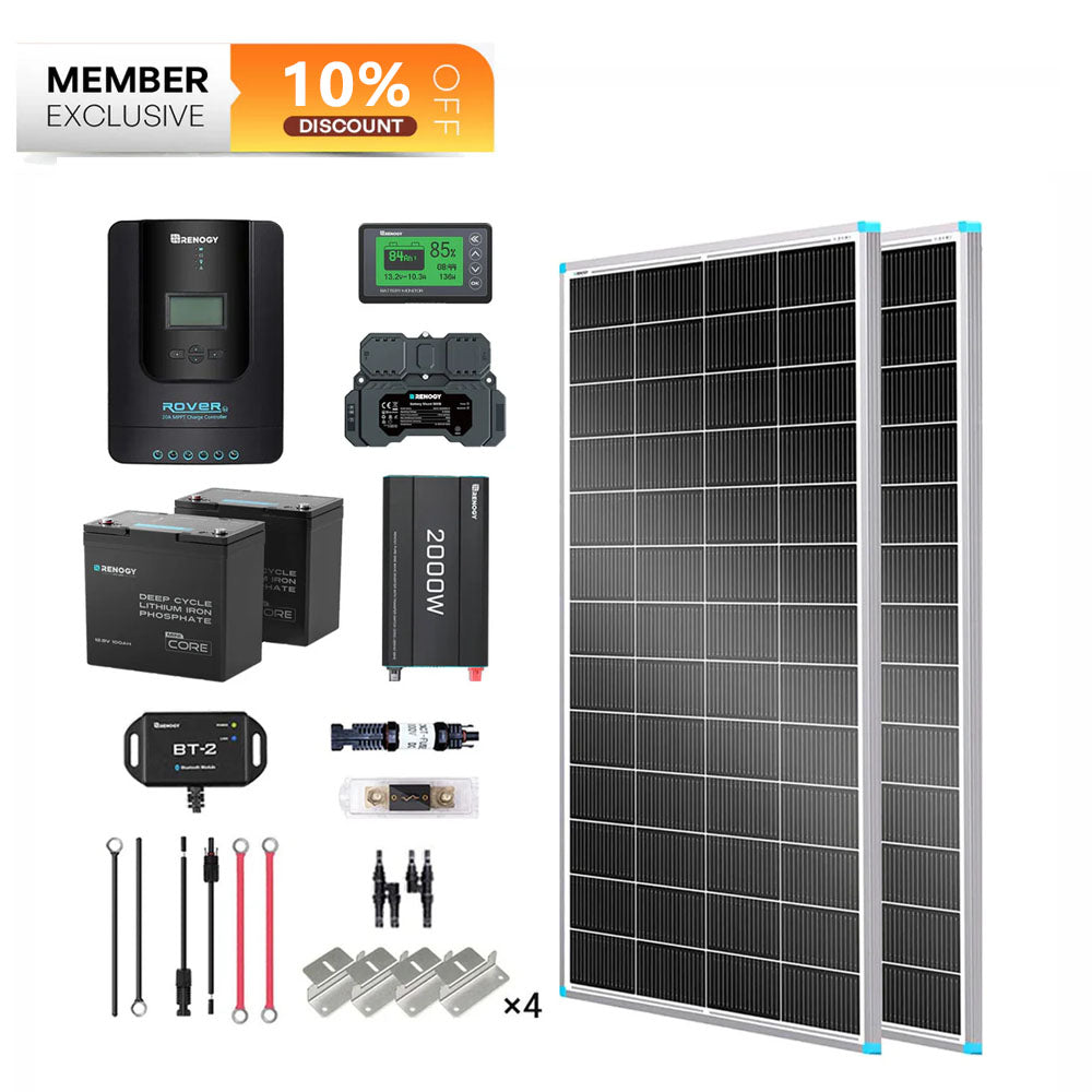 2Kwh 400W 12V Solar Panel System w/Solar Panel, Battery, Inverter and Charge Controller
