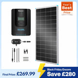 200W 12V/24V Monocrystalline Solar Premium Kit w/Rover 20A Charger Controller