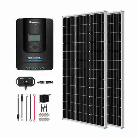 200W 12V/24V Monocrystalline Solar Premium Kit w/Rover 20A Charger Controller