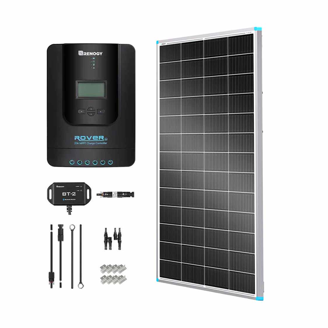200W 12V/24V Monocrystalline Solar Premium Kit w/Rover 20A Charger Controller