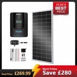 200W 12V/24V Monocrystalline Solar Premium Kit w/Rover 20A Charger Controller