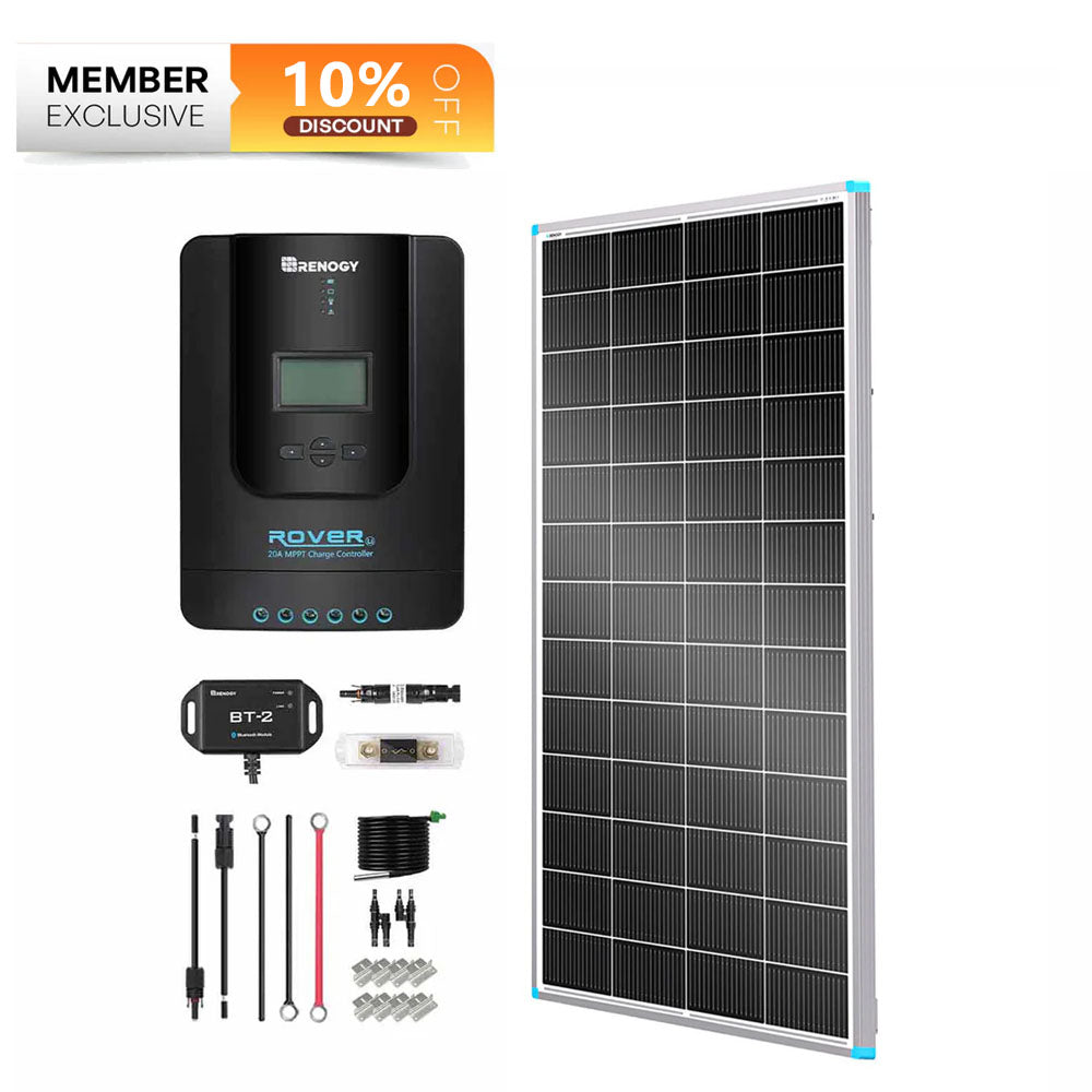 200W 12V/24V Monocrystalline Solar Premium Kit w/Rover 20A Charger Controller