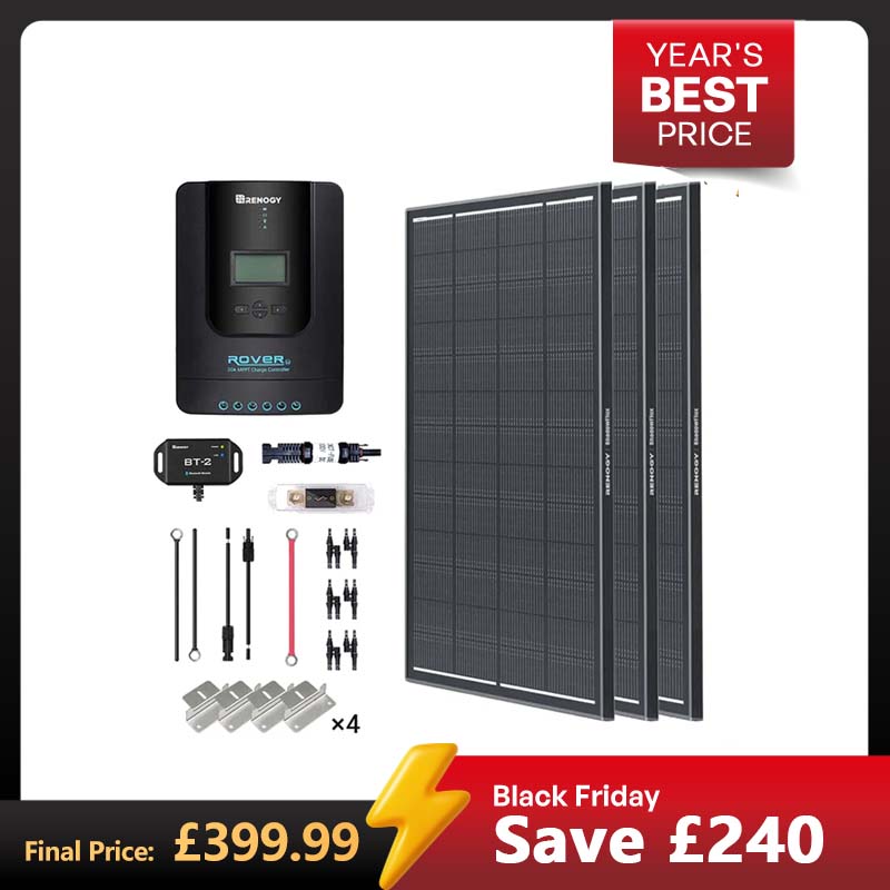 300W/360W 12V/24V Monocrystalline Solar Premium Kit w/Rover 40A Charger Controller